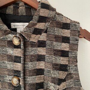 Christopher & Banks Brown and Black Checked Tweed Vest, Size S